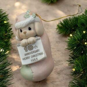 Precious Moments “You are my Gift Come True” Puppy in Stocking Ceramic Ornament